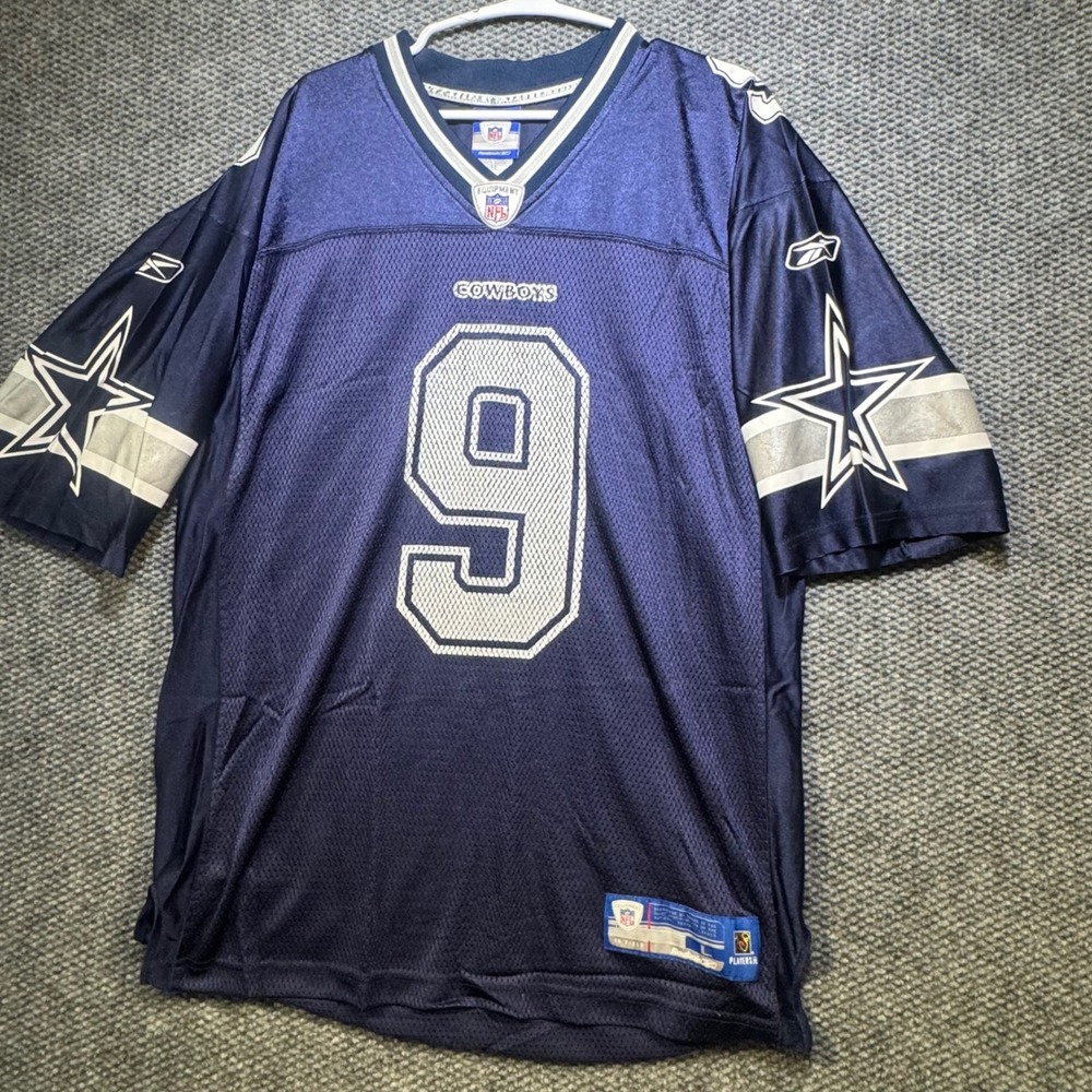 Reebok NFL Dallas Cowboys Tony Romo 9 Jersey Navy Blue Mens Large